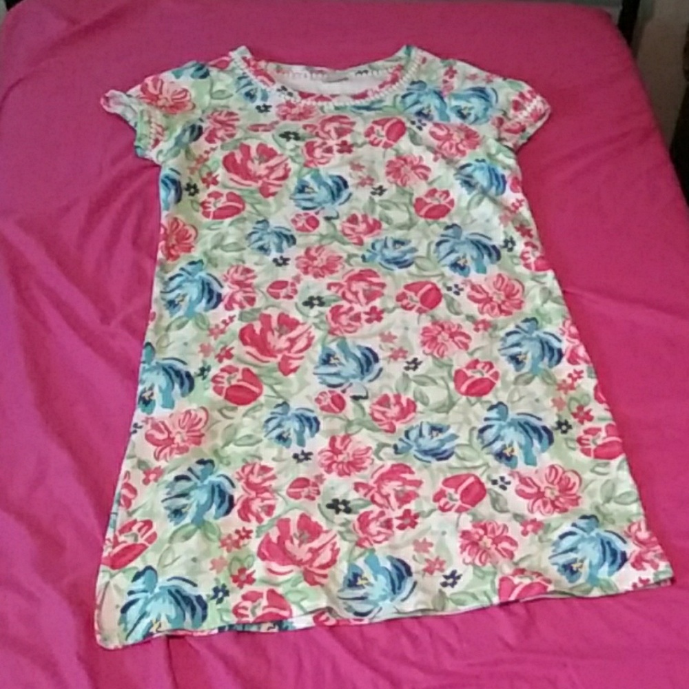 Talbots Floral 100% Cotton T-Shirt Knit Dress
